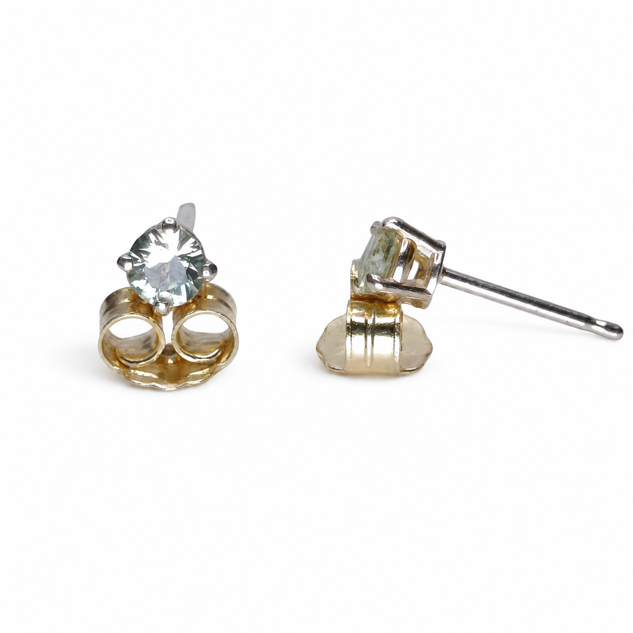 Green Apple Sapphire Stud Earrings | Carbon & Gold