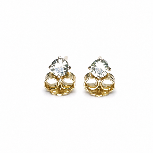 Green Apple Sapphire Stud Earrings | Carbon & Gold