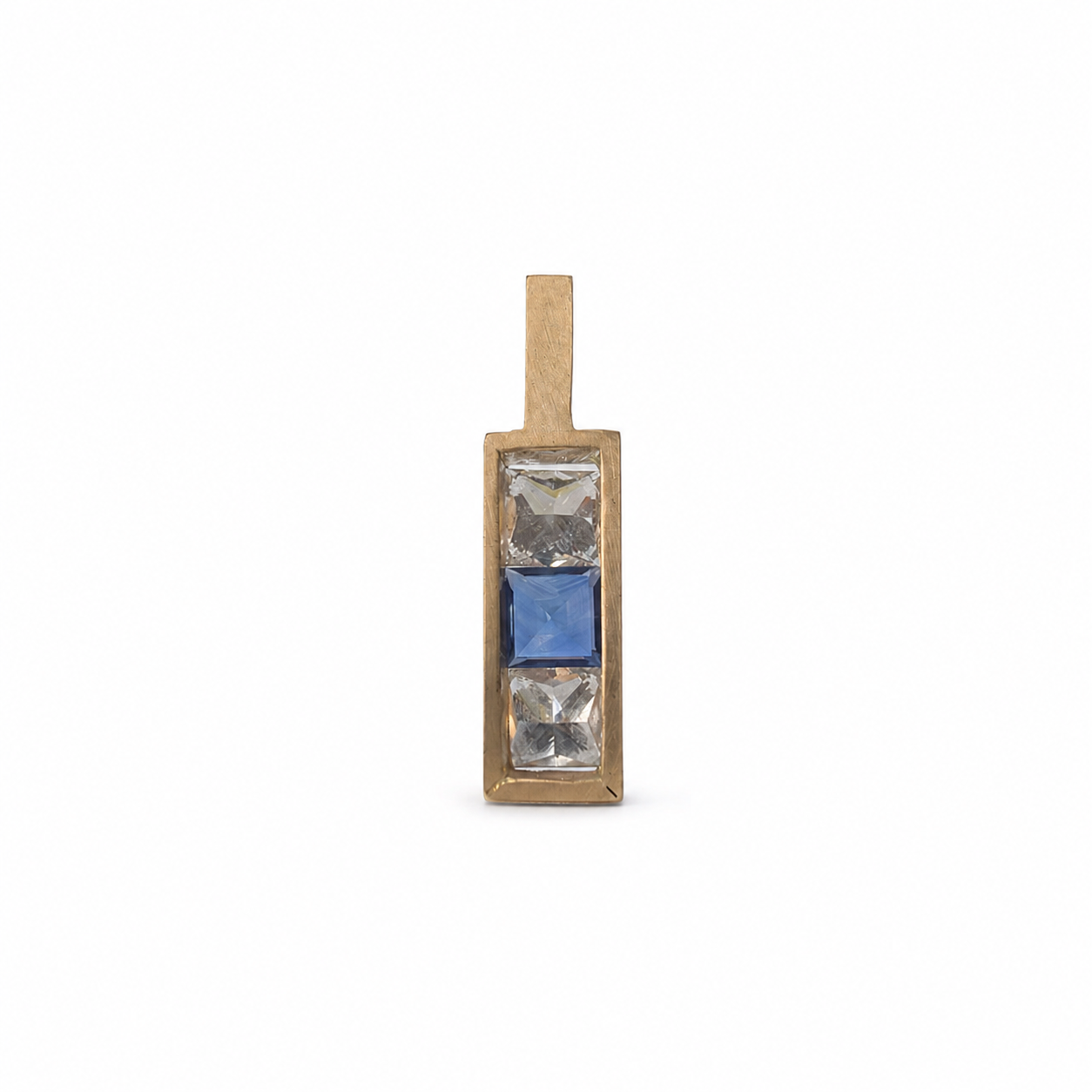 Ceylon Sapphire & Lab Diamond Pendant | Carbon & Gold