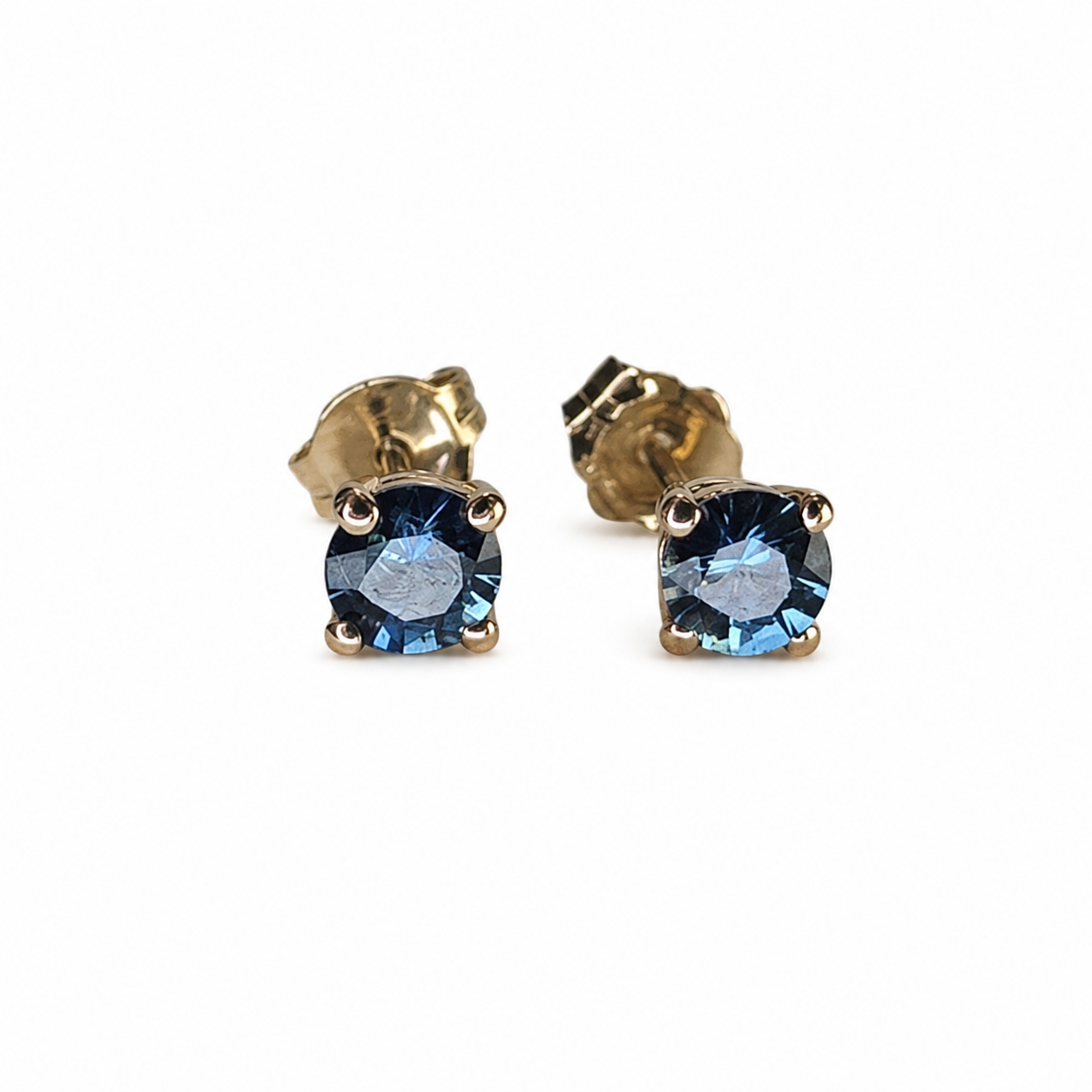 0.35ct Natural Montana Sapphire Stud Earrings | Carbon & Gold